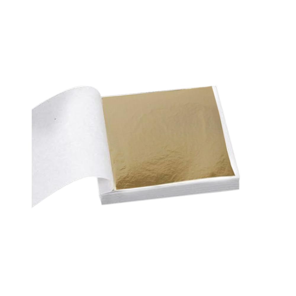 100Pcs Champagne Gold Leaf Foil Leaf Sheets, 3.15 x 3.35 inches Gilding Foil Imitation Gold Leaf for DIY Nails Art Painting Gilding Crafting Decoration