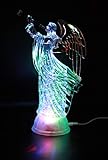 Crystal-LED Lighted Sparkling Multi-Color Changing Figurines 12'' Prayer Angel with Dove Statues...