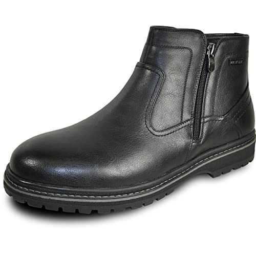 bravo! Men Waterproof Winter Boot MARK Fur Boot Double Zipper or Double Gore or Hook-and-Loop Black Brown Men Size 7 to 13