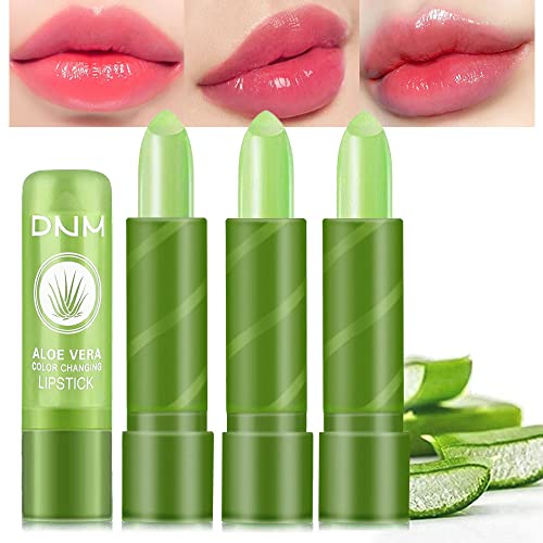 Evpct 3Pcs Aloe Vera Tinted Lip Balms Ph Lip Color Changing Lipstick Balm Stain Gift Set Queen For Women Girls Korean Mood Long Lasting Color Change Light Pink Lipstick Lip Tint Plumper Gloss #TOP14