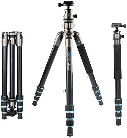 Camera Tripod, BONFOTO B674A Portable Lightweight Aluminium Alloy Travel Tripod Monopod with Quick Release Plate, Ball Head and Carrying Bag