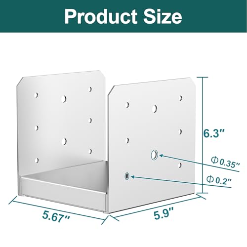 SPACEEUP 6x6 Post Base 2 Pcs, Inner Size 5.6"x5.6" Deck Post Base, Stainless Steel Post Anchor Fit Wood Post Brackets for Decking Porch Railing Support