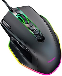 TECKNET RGB Gaming Mouse, Wired PC Gaming Mice With 11 Programmable Macro Buttons & Fire Button, 8 RGB Backlit, 10000 DPI Adjustable Laptop Gaming Mice, Ergonomic Gaming Mouse for PC Windows/Vista