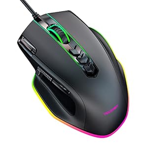 TECKNET Wired Gaming Mouse, 10000 DPI Adjustable RGB Gaming Mice with 11 Programmable Macro Buttons & Fire Button, 8 RGB Backlit, Laptop Gaming Mice, Ergonomic Gaming Mouse for PC Windows/Vista