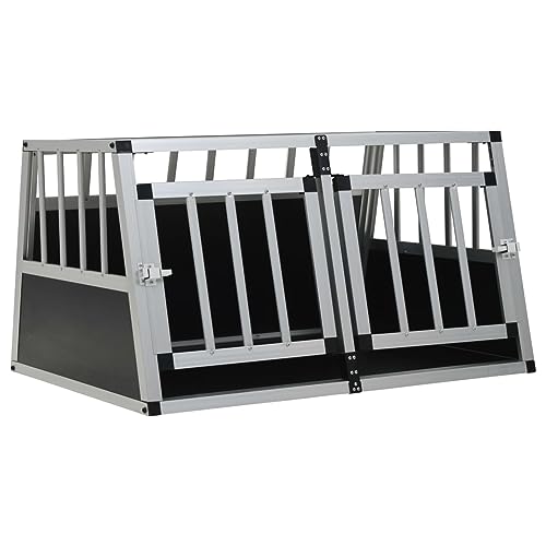 Rantry Mobile Trasportino per Cani con Doppia Porta 89x69x50 cm, Gabbia da Interno ed Esterno, Kennel Recinto per Animali