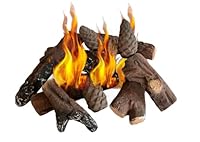 Ukiyo 10-teiliges Keramikholz-Set, Dekoholz für Bio-Ethanol- und Gaskamine