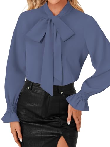 Image of LYANER Women's Bow Tie Neck Business Work Blouse