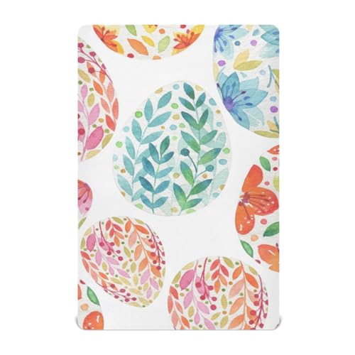 Moudou Easter Eggs Playard Sheet for Boy Girls, Soft Breathable Fitted Toddler Sheet for Standard Playard Bed Mattress, 39 x 27 x 5 Inch