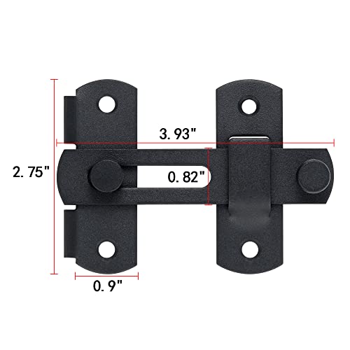 Iniret 4 Packs Barn Door Latches，3.93” X 2.75” Matte Black Stainless Steel Barn Gate Flip Door Latch Bi-Fold Door Lock,Sliding Door Antique Lock Gate Latches Wine Cabinet Closet Door Latches #TOP4