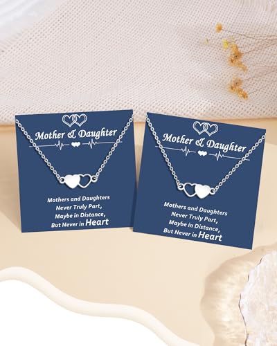 Mother Daughter Necklace Set for 2/3/4 Mom Daughter Gift from Mom Matching Heart Mommy and Me Back to School Gifts Birthday Jewelry4