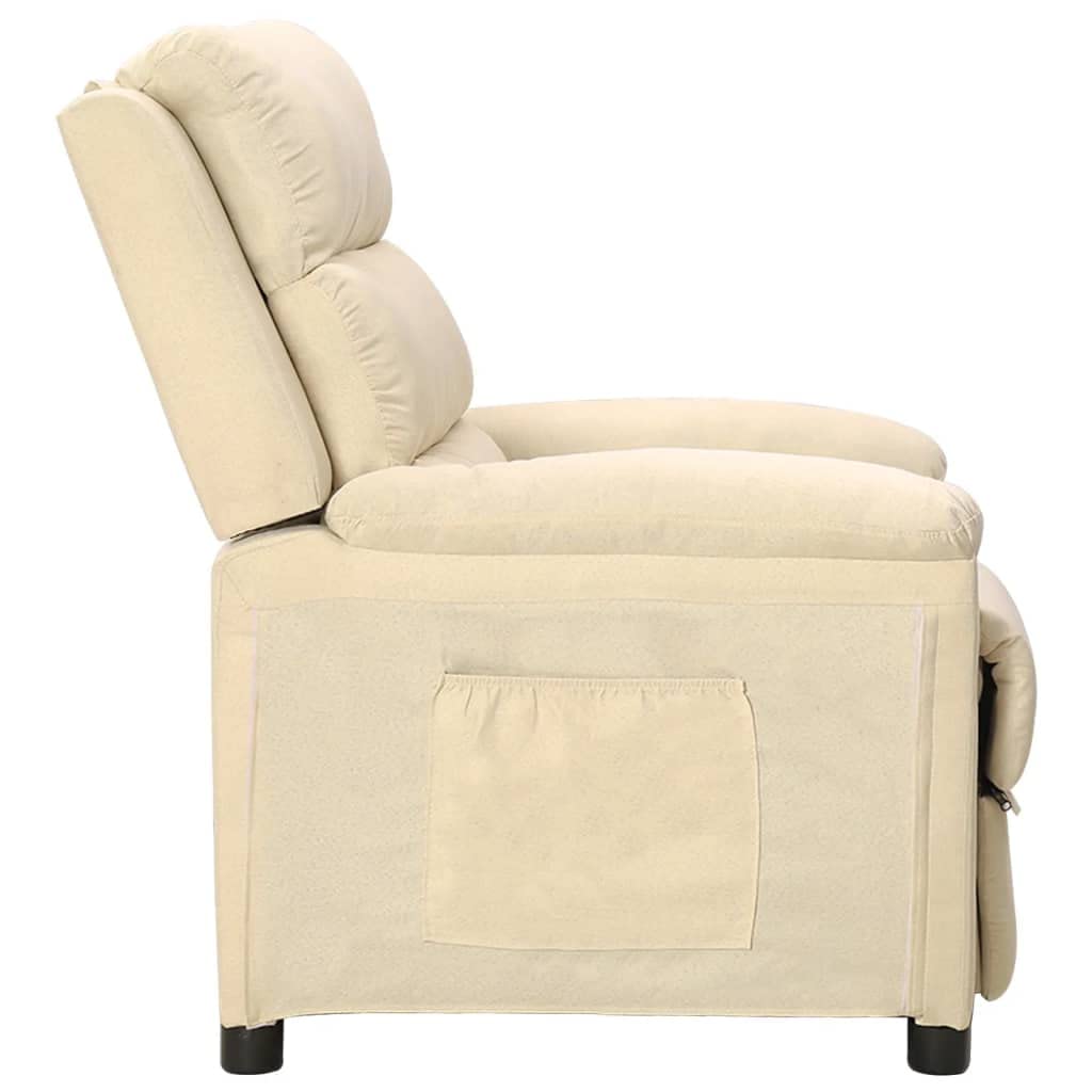 Poltrona Relax con Funzione Reclinata Manuale, Poltrona TV Regolabile in 3 Posizioni, Comoda Poltrona TV Spessa Imbottita in Tessuto Poltrona Imbottita per Soggiorno e Ufficio, Crema