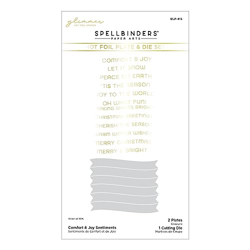 Spellbinders Comfort & Joy Sentiments Hot Foil Plate & Die Set from The Glimmer for The Holidays Collection