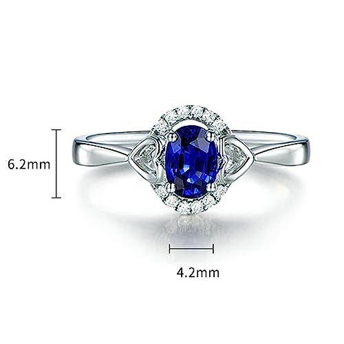 Bague en Argent 925 d'exception ornée d'une zircone bleue ovale et de cœurs