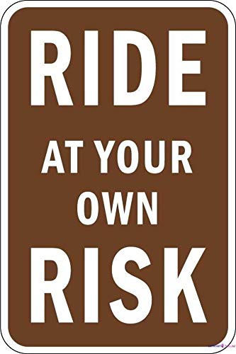 Metall-Warnschild „Ride At Your Own Risk“ – 20,3x30,5 Cm, Aluminium, Wetterfest, Mit Bohrungen