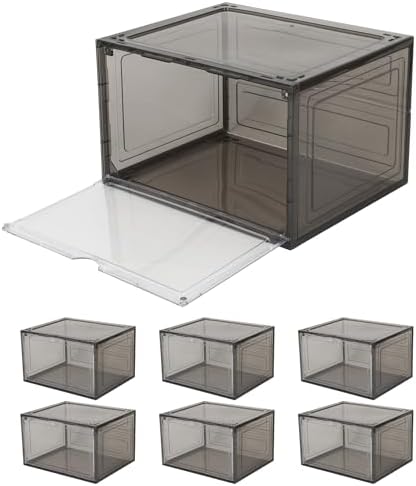 Stackable Plastic Storage Bins 6-Pack, 11"x8"x13" Stackable Shoe ...