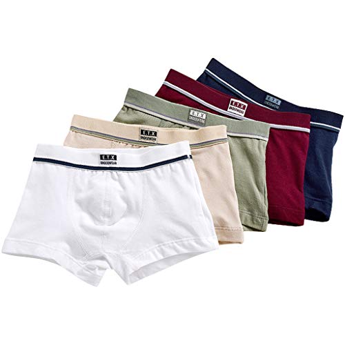 Zilee Garçon Boxer Enfant Slip Caleçon Sous-Vetement en Coton Respirant Boxer Lot de 5 Culotte Short Doux, 4-12 Ans
