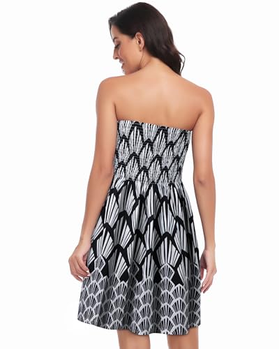 Image of Summer Dress for Women Beach Boho Strapless Cover Ups Off Shoulder Floral Sundresses