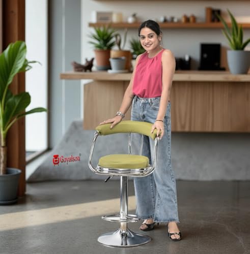 Image of GOYALSON Classic Height Adjustable and Revolving Bar Stool Kitchen Chair (4, Green)