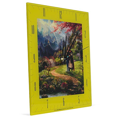 Mulan Blossoms Of Love Disney Kinkade Yellow 11 Inch Glass Square Wall Clock #TOP1