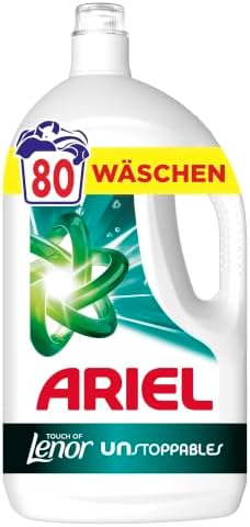 Ariel Flüssigwaschmittel Touch of Lenor Unstoppables, 80 Wäschen | Mit Fleck-Weg-Power beim 1. Waschen und zuverlässiger Reinigung auch in kaltem Wasser.