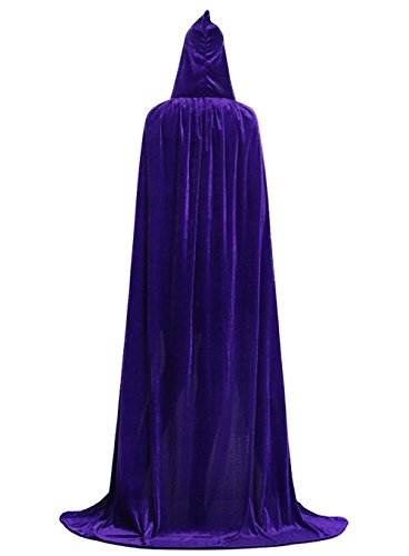 ALIZIWAY Hooded Cloak Full Long Velvet Cape for Halloween Cosplay Costume Cloak Blue 06PS