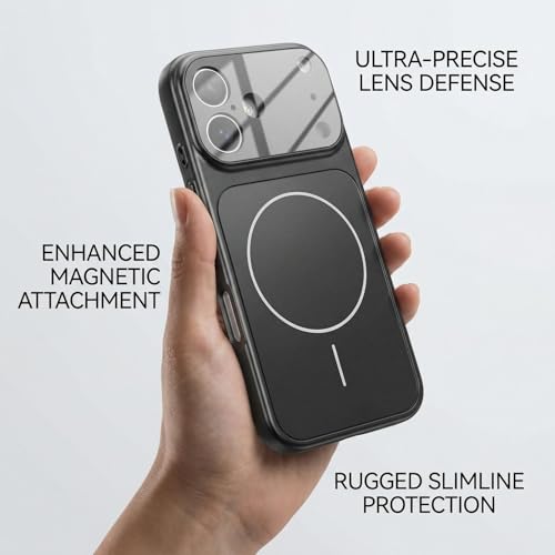 LAPOPNUT for iPhone 16 Case [Compatible with Magsafe], Original Metal Texture Military-Grade Shockproof Protective Magnetic Phone Case for iPhone 16 6.1 Inch,Black by LAPOPNUT - Used condition - Image 5