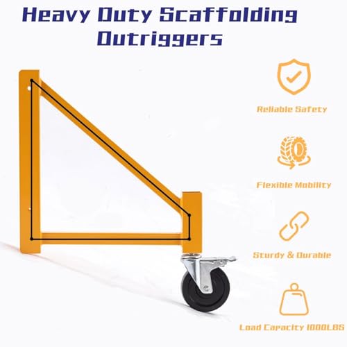 Image of 4 Packs Scaffolding Safety Accessory Outriggers w /Casters,14 inch Steel 6ft Baker Style,1000Lbs Load Capacity