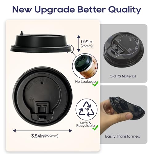 image for LITOPAK 200 Count Coffee Cup Lids, 3.54'' Disposable Plastic Lids for 