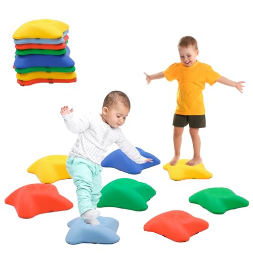 8 PCS Balance Stepping Stones Kids Sensory,Toddler Stones Kit,Outdoor Play Equipment for Children Garden,Balance Toys,Indoor Obstacle Course Games for Exercise,Gifts for Boys and Girls (Colorful)
