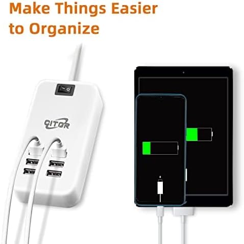 Miniatura 3 de Cargador USB múltiple, estación de carga USB de 6 puertos para múltiples dispositivos, teléfono, tableta, regleta de alimentación con interruptor de