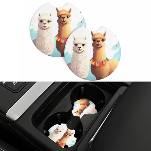 Llama alpaca portavasos para carro 2 piezas goma negra miniatura 2