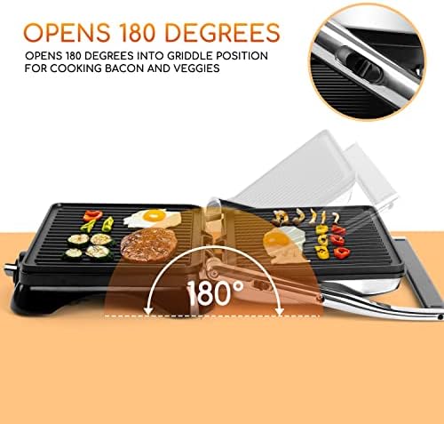 Aigostar Deep Fill Sandwich Toaster, Large 4 Slice Toastie Maker, 2000W Panini Press, Electric Grill with Non-Stick Plates, 180° Flat Open, Stainless Steel - Samson