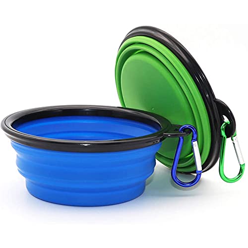 Louis Donné Collapsible Travel Dog Water Bowl, Collapsible Dog Bowl, Pet Cat & Dog Food Water Feeding Bowl with Hook, Portable Travel Bowl 2-Pack, (Blue+Green) - Image 4