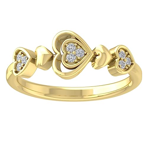 10K Gold or Sterling Silver Lab Grown Diamond Heart Ring (1/10 cttw, D-F Color, VS Clarity)