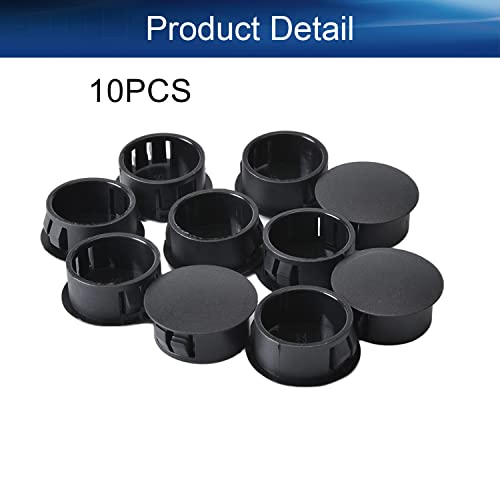 Image of Heyiarbeit 10pcs Hole Plugs 7 /8 inch / 22mm Nylon Plastic Round Snap in Type Locking Hole Tube Furniture Fencing Post Pipe Insert End Caps Black Tone