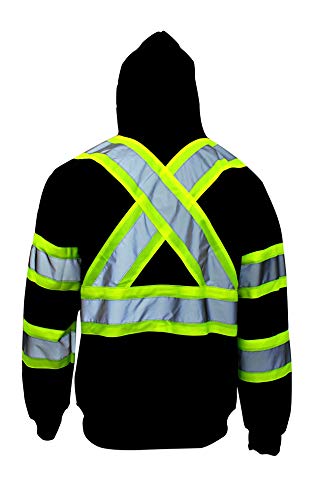 New York Hi-Viz Workwear H9013 Men's ANSI Class 1 High Visibility, Lightweight Hoodie, Black (Extra Large)3