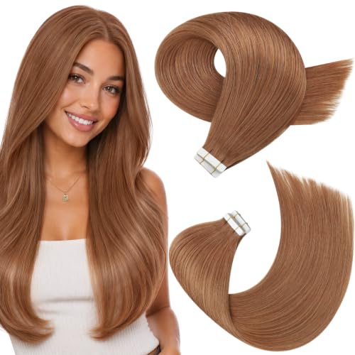 Moresoo Copper Brown Tape in Hair Extensions, 12 Inch, 20Pcs, 30g