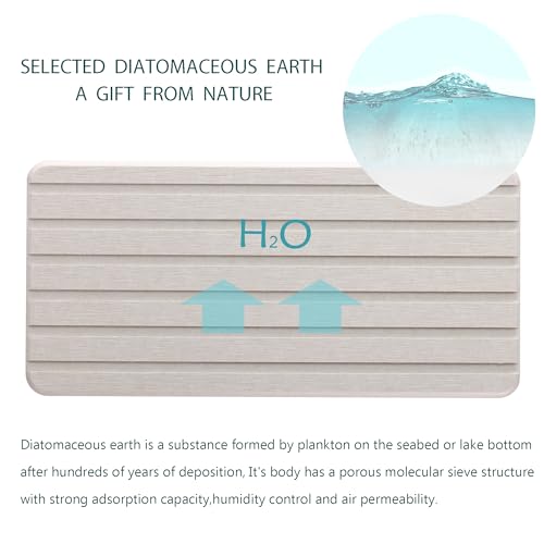 Image of NiuYichee 2 PCS Water Absorbent diatomite Coasters, 8.3 inch x 4 inch Water Absorbing Stone Tray for Sink, Stone Drying mat for Kitchen Counter, Stone soap Tray Used for Hand Soaps & toiletries & Plants