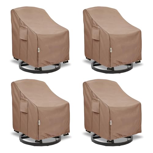 Hadisi Patio Chair Covers for Outdoor Furniture Waterproof 4 Pack Heavy Duty Waterproof Outdoor Swivel Chair Cover (30W x34D x36H - Brown)
