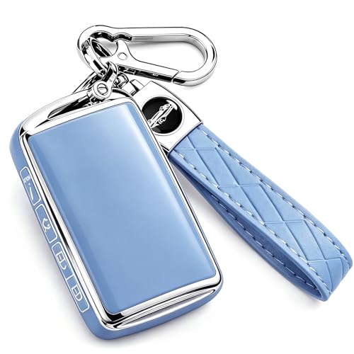 Key Fob Cover for Mazda CX5 with Keychain Soft TPU Key Case Shell for Mazda 3 6 CX-5 CX-9 CX-30 CX-50 CX-90 MX-5 Miata CX-70 Smart Key Protector (4 Buttons Blue)