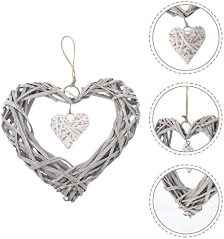 Heart Shaped Wicker Rattan Balls: 2pcs Valentines Day Wicker Hearts Hanging Balls Ornaments for Wedding Baby Shower Birthday Decorations