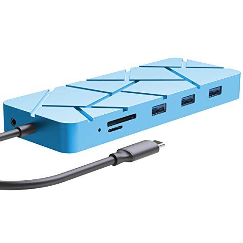 One-Day Sale: Up to 50% Off Guanda Laptop Docking Station, USB C PD Charging Hub, 13-in-1 C Hub with Ethernet, HDMI, DP, VGA, 4 Port-USB 3.0, Micro/SD/TF Memory Card Readers for Macbook Pro, ASUS Windows Computers - GD1 Sky Blue