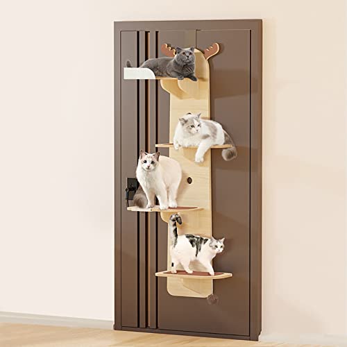 ZDMZR 4-Levels Door Hanging Cat Tower, Cat Shelves, Door Mounted Vertical Cat Tree Tower - 59in