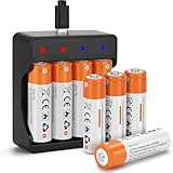 Picture of Fitinoch 8 Pack Rechargeable 1.5V Lithium Batteries AA for Blink Camera, Long-Lasting Double A Battery 2600mWh with 2H Fast Charger (4-Bay Independent Slot)