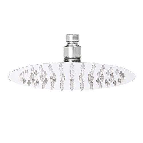 Shiratori Stainless Steel Shower Head - Rain Style Showerhead, Waterfall Effect, Elegantly Designed, High Polish Chrome, 8-inch Diameter, Ultra Thin Round