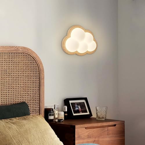 Aplique de pared de nube creativa LED en madera maciza para iluminación interior 8