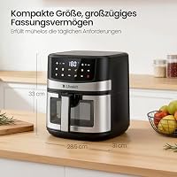 LLIVEKIT 7L Heißluftfritteuse XXL mit Farb-Touchscreen, 8 Kochprogramme – Ansicht 8