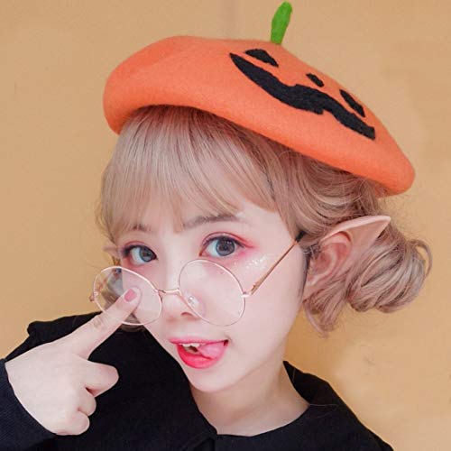 Halloween Pumpkin Beret Vintage Artist Hat Handmade Kawaii Cute Women Cap Warm Wool Painter Autumn Winter Hat Orange #TOP3