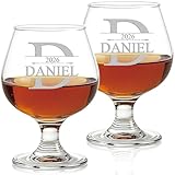 Vaso de brandy personalizado, grabado personalizado con nombre e inicial, regalo para boda, aniversario, día de San Valentín y Navidad