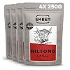 Ember Snacks – Biltong Beef Jerky (4x250g Chilli) Eiwitrijk, Caloriearm. Vetarme, snack voor onderweg – gemaakt van Brits rundvlees – Verpakking kan variëren